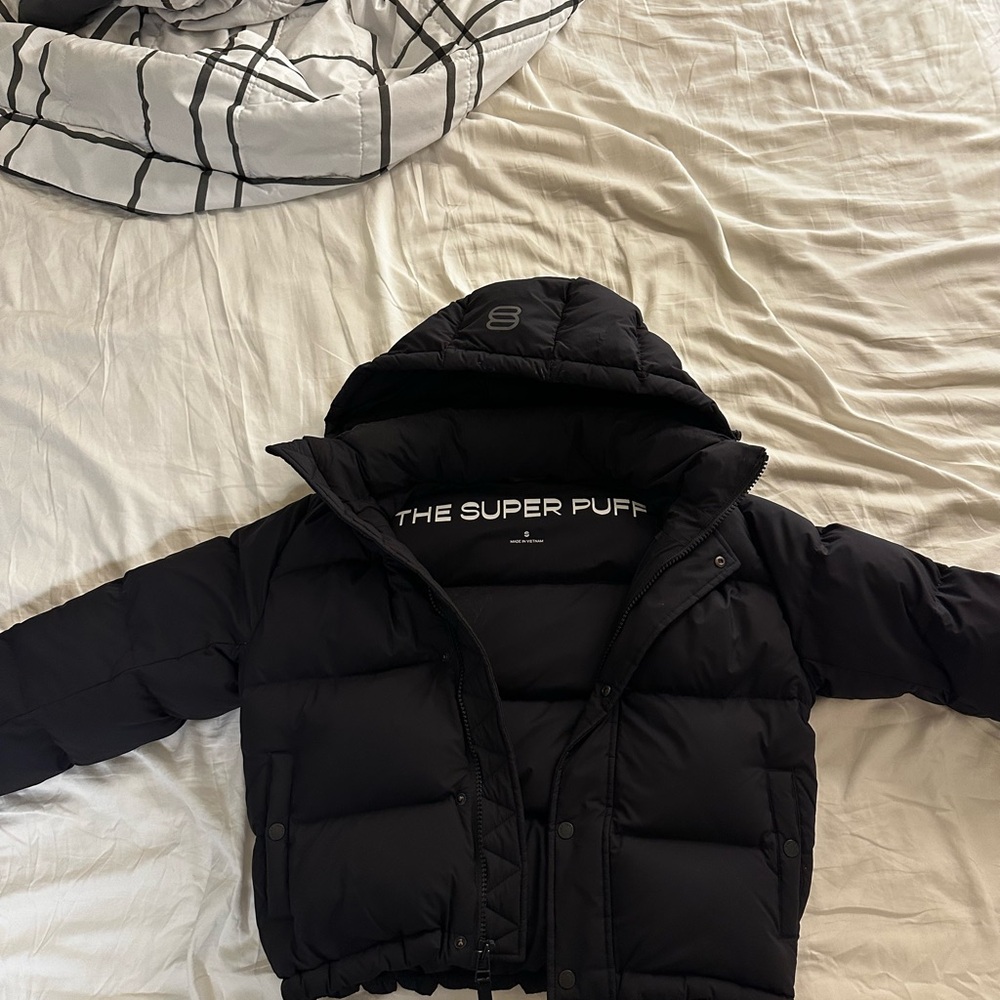 Aritzia Black Puffer Jacket with Quilted Design